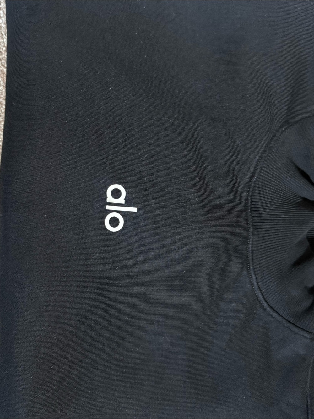 ALO Yoga Black Crew Neck Sweatshirt with White Logo
